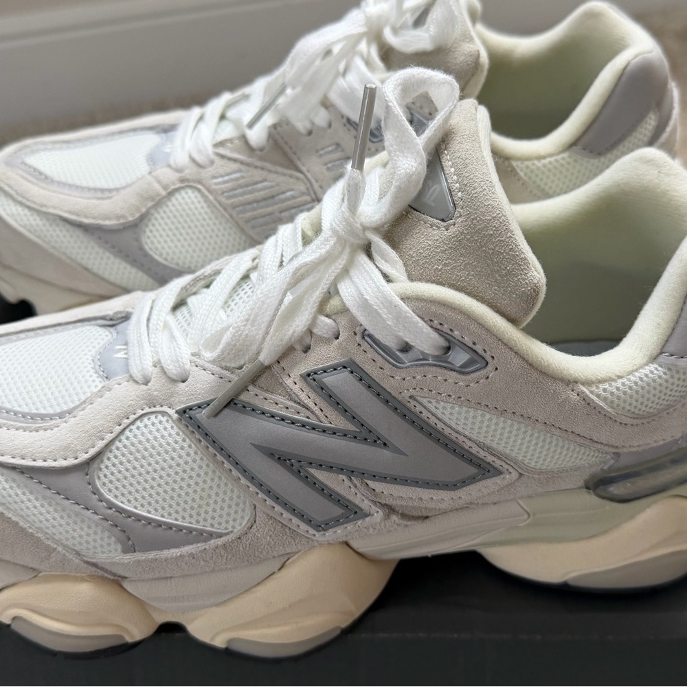 New Balance White and Light Gray Athletic Sneakers